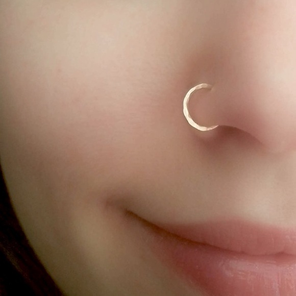 18G 8MM Gold Nose Hoop - Picture 2 of 6